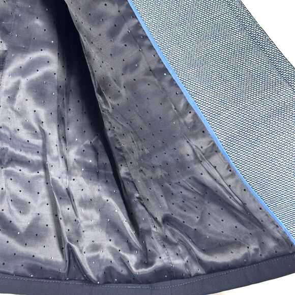 Talbots Blazer Womens 12P Blue Textured Open Front Contrast Trim Detail Jacket - Picture 9 of 13